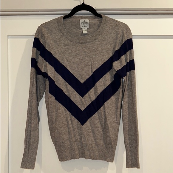 MADELEINE THOMPSON X AQUA Gray and Navy Sweater - Picture 1 of 4